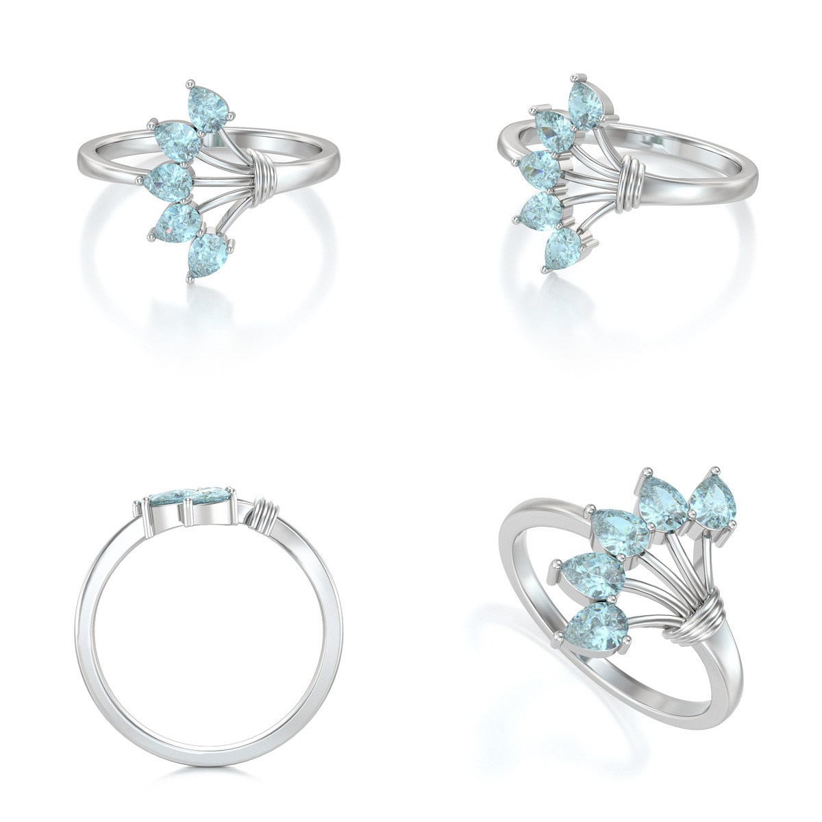 Bague ADEN Aigue-Marine sur Argent 925 2.65grs