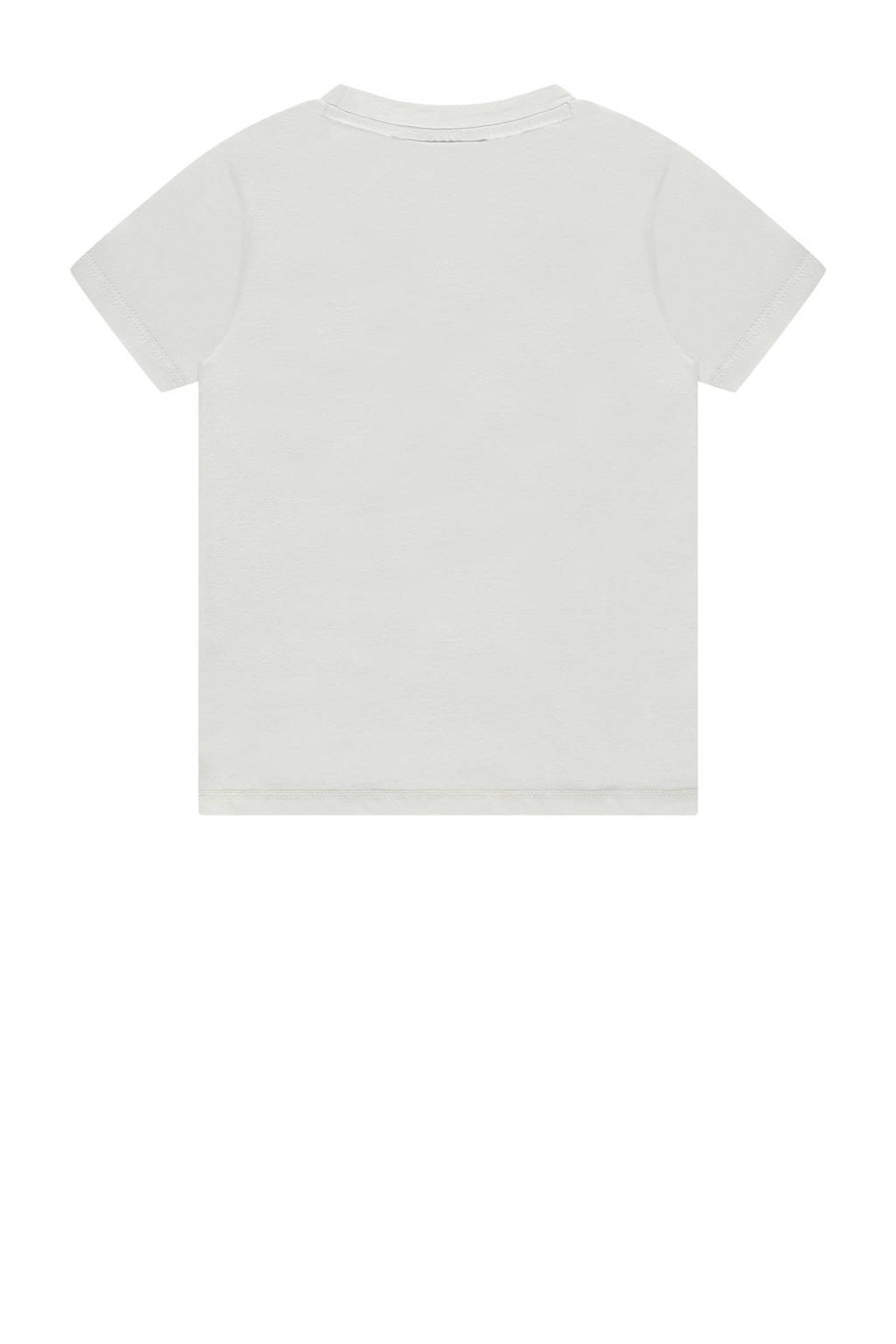 Stains&Stories T-shirt met printopdruk offwhite/groen/zwart