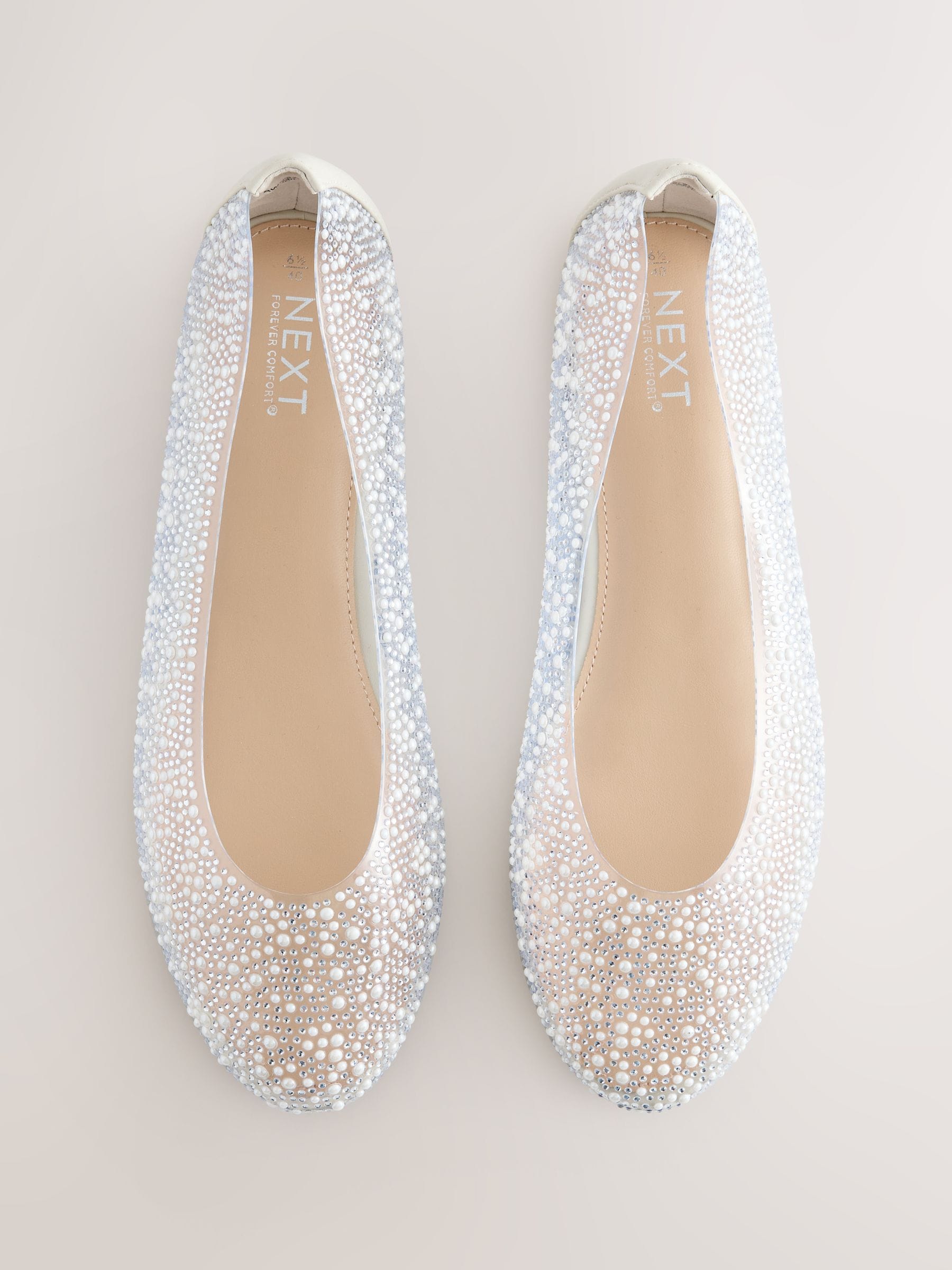 Metallic - Round Toe Jewel Vinyl Ballerinas