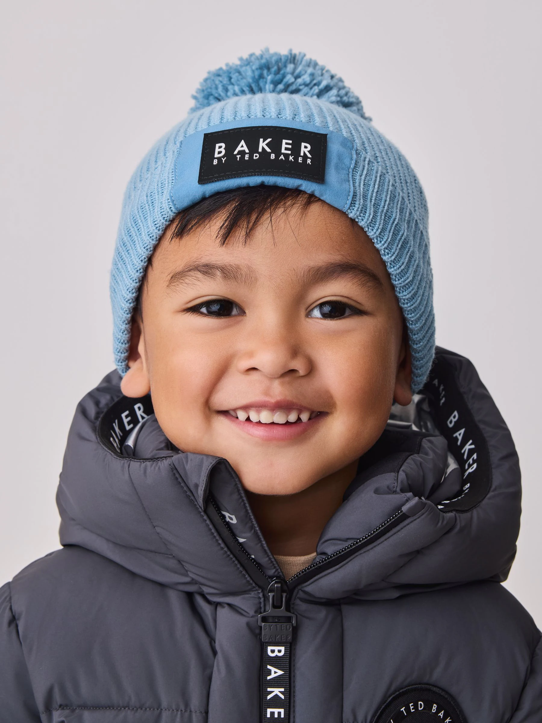 Blauw - Baker by Ted Baker Boys Pom Beanie and Mittens Set