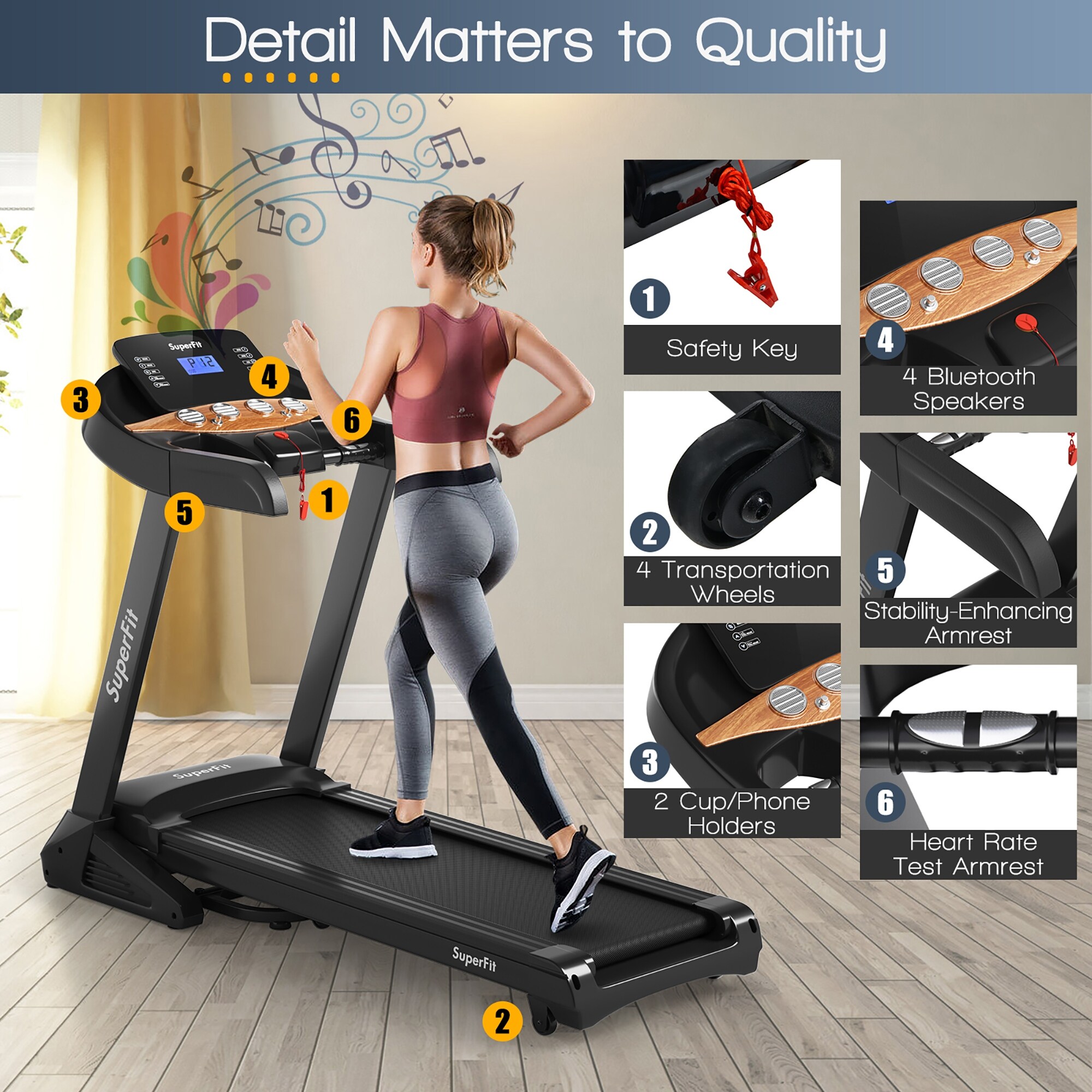 Esteira elétrica dobrável Superfit 3.75HP com inclinação automática e 12 programas - Veja detalhes