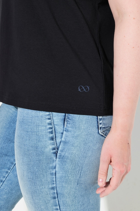 T-Shirt, kleiner Knoten Print, V-Ausschnitt, Halbarm, OEKO-TEX MIG