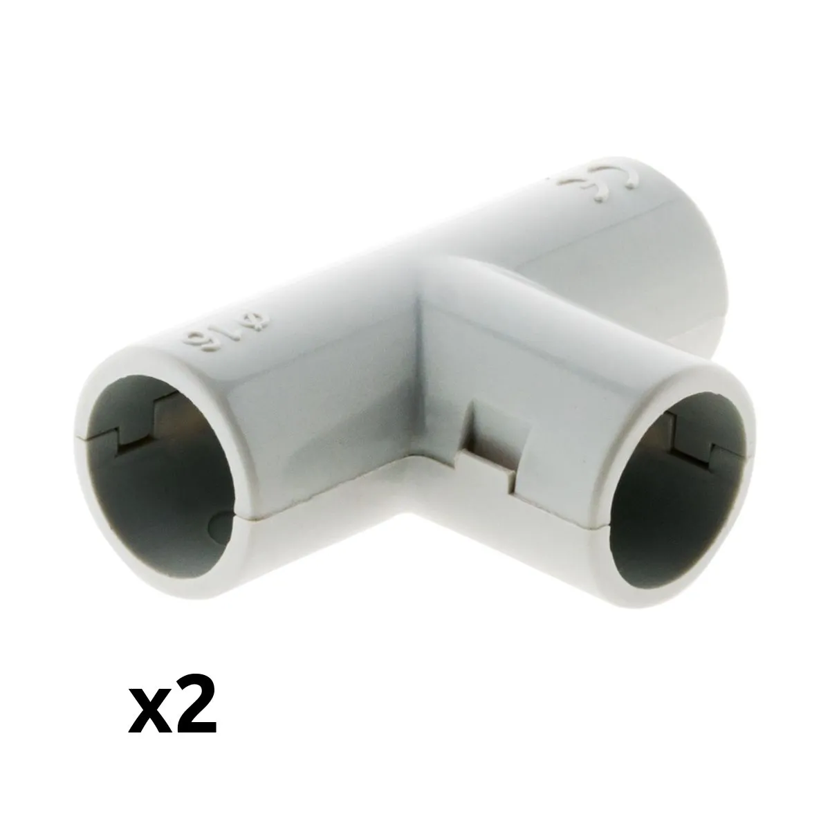 Zenitech Té Tube IRL Ø16mm - Lot de 2 - Gris