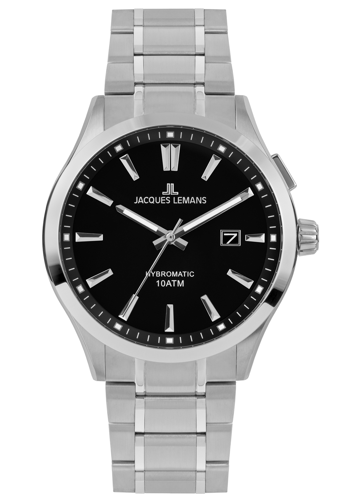 Jacques Lemans Herrenuhr Hybromatic steel black 1-2130E