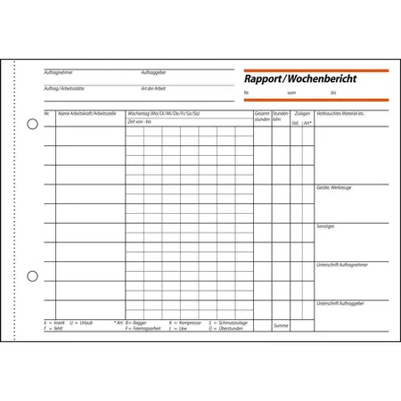 Sigel Rapport / Wochenbericht RP517 A5 quer, mit Blaupapier, 100 Blatt