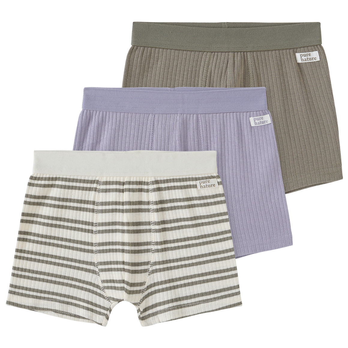 Topolino Pure Collection 3 Jungen Boxer mit Rippstruktur cremeweiss / hellblau / oliv