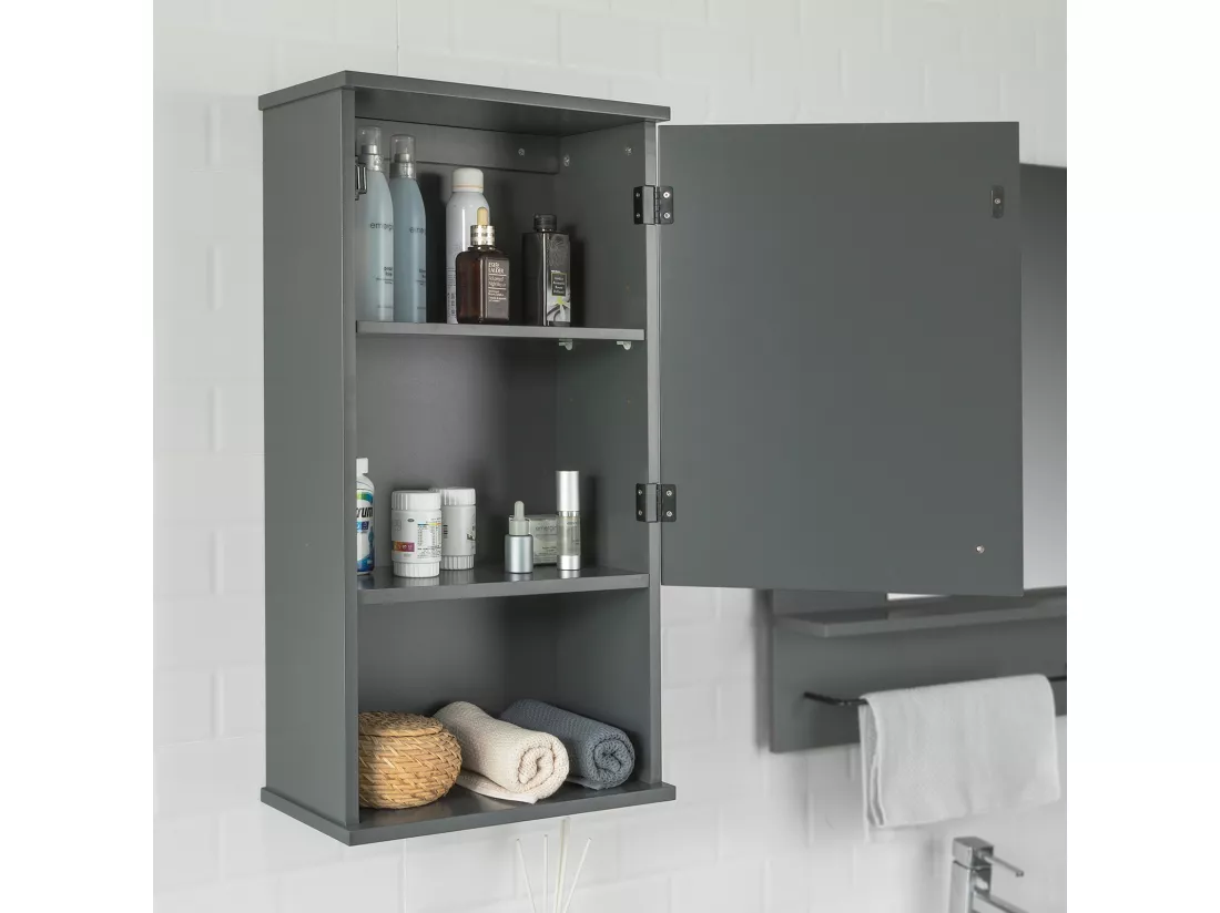 Meuble Haut Armoire Suspendue de Toilettes Placard Mural avec Porte et étagères,BZR25-DG