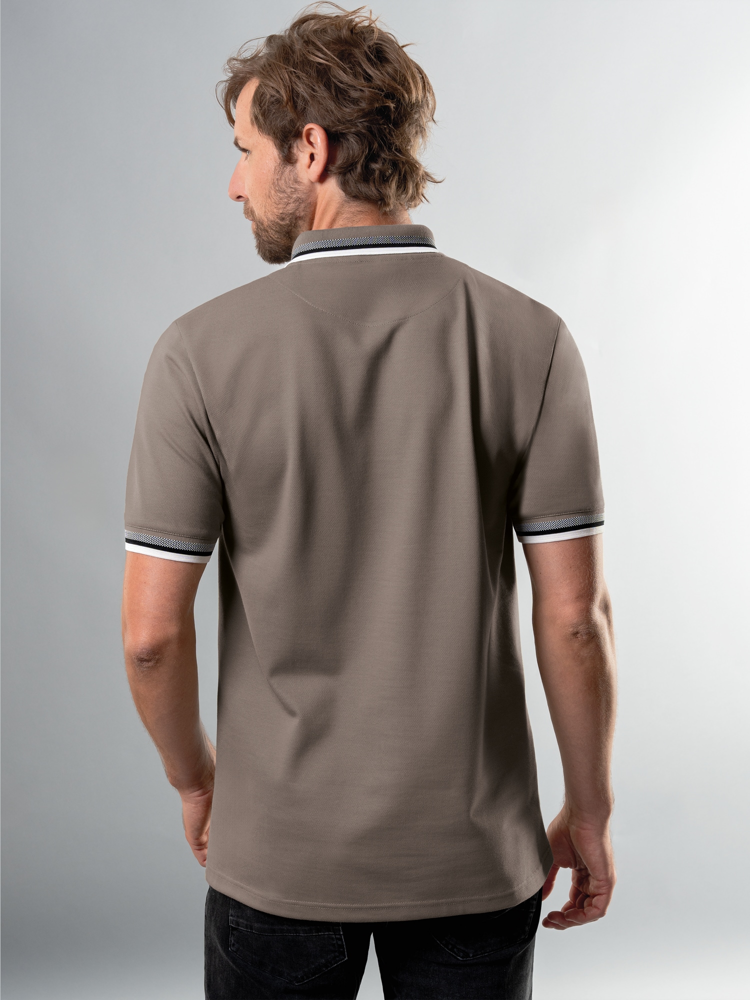 Poloshirt mit Reißverschluss Taupe