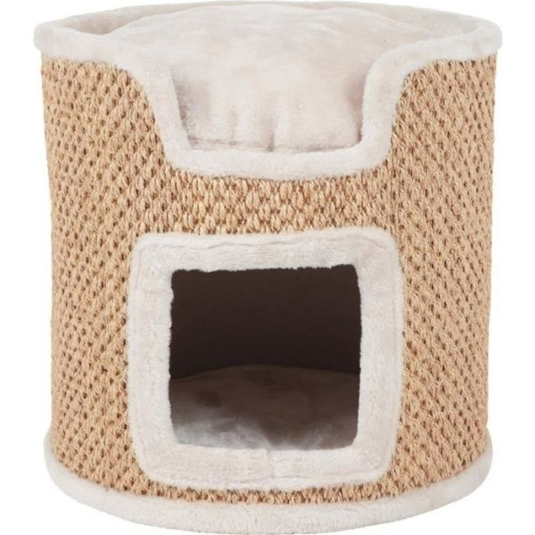 Tour ria bois et sisal - h37 cm - gris clair - pour chat