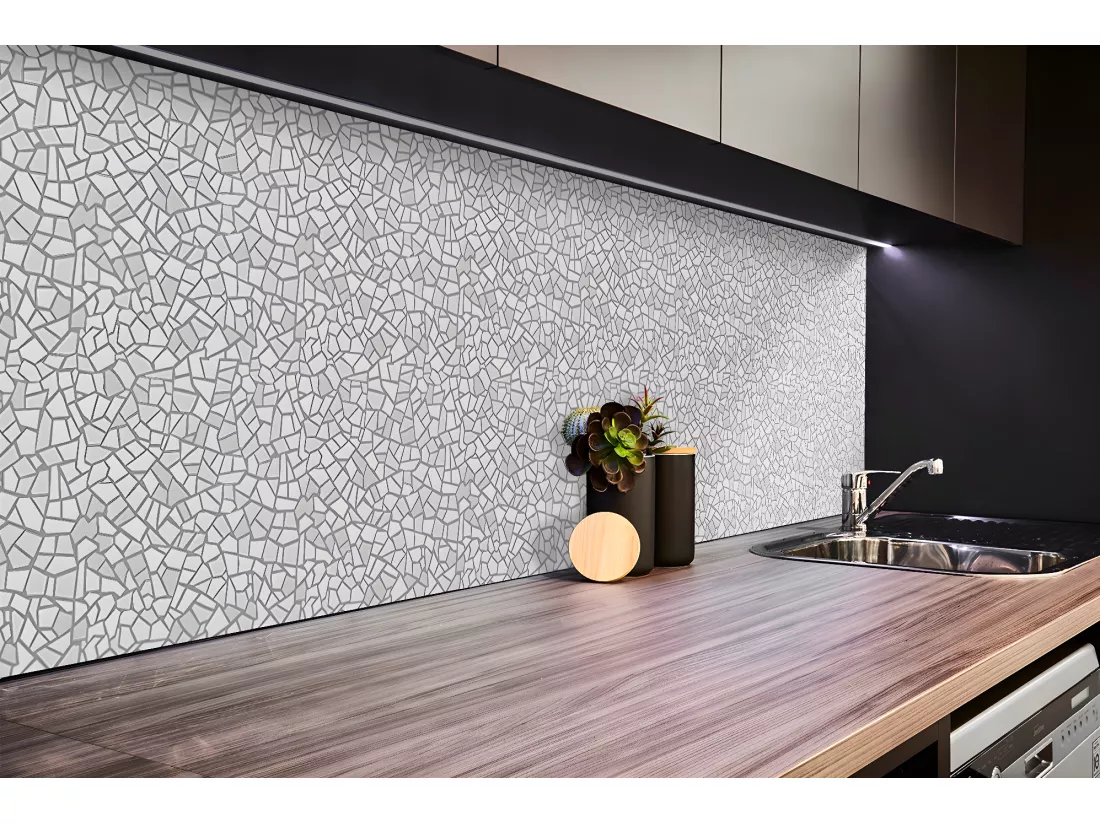 Panneaux muraux en vinyle, Planches en vinyle adhésives - 100x50 cm - Mosaïque grise