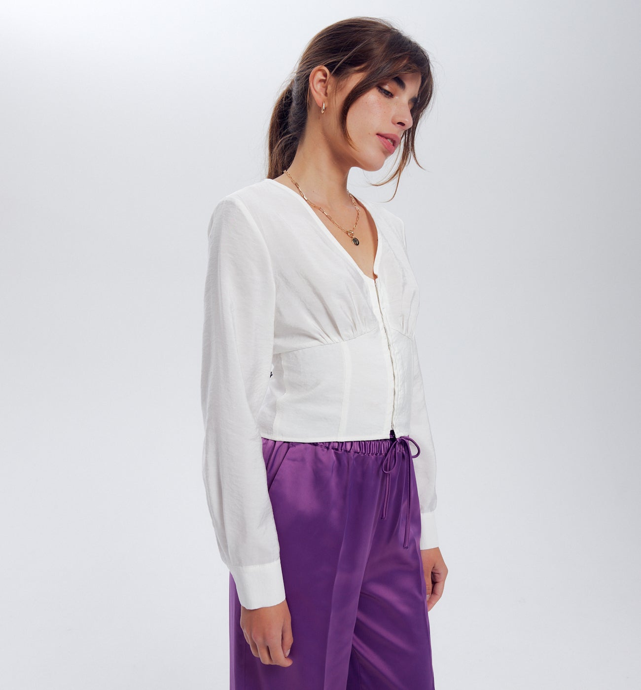 Chemisier court Femme - Ecru