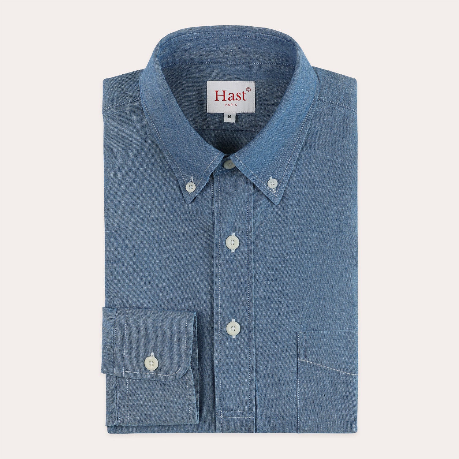 Denim blue chambray popover shirt