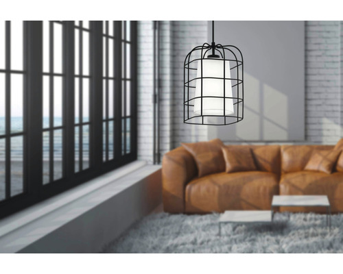 Hanglamp, 1-lichts, HxBxD 110x20x20 cm, zwart/wit