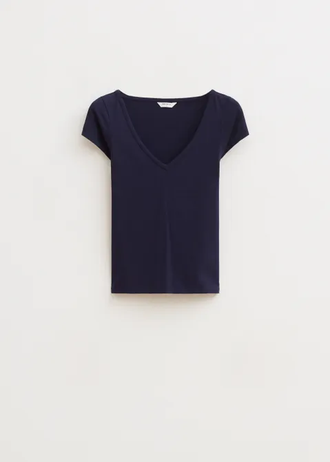 T-shirt met v-hals blauw (BLW.D)