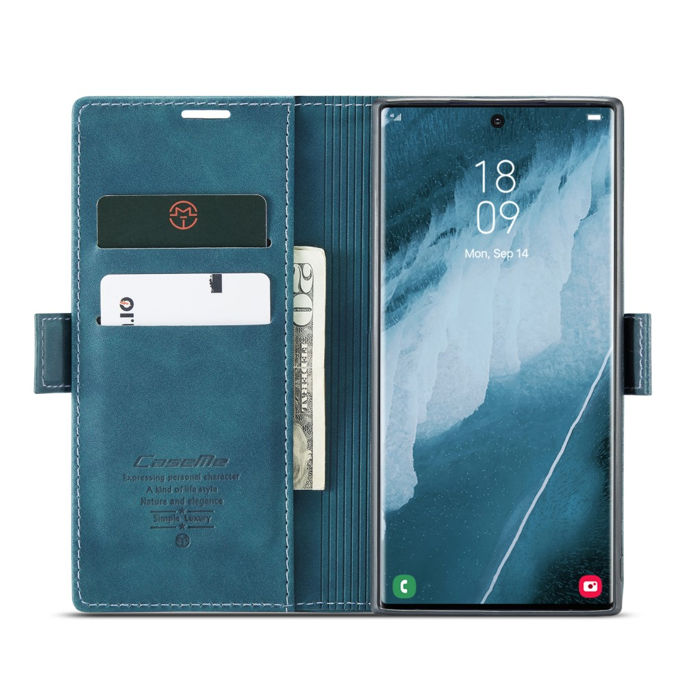 Samsung Galaxy S23 Ultra 5G Leder Tasche Flip Wallet Etui mit Kartenfächern - Blaugrün