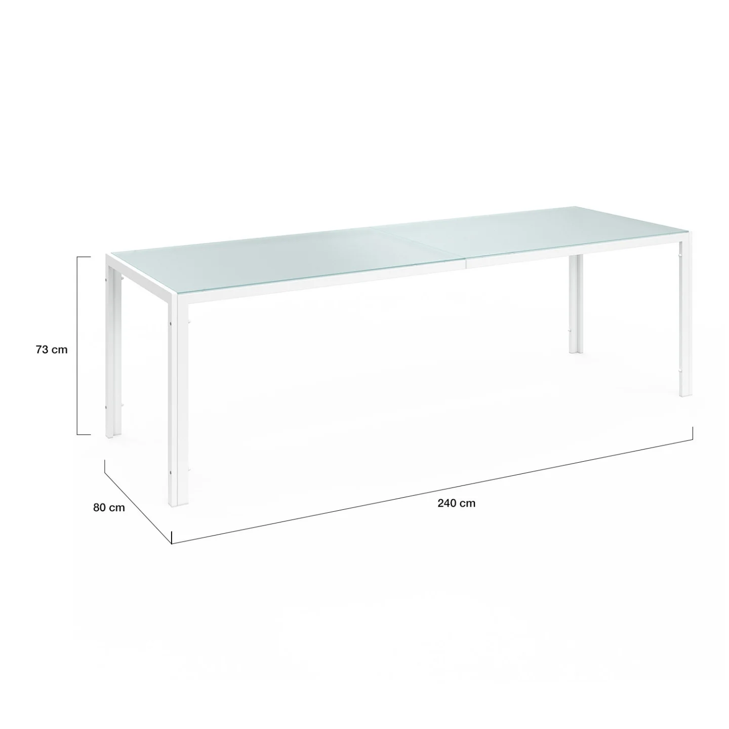 Salon de jardin MADRID table 240 CM et 10 chaises empilables blanc et beige