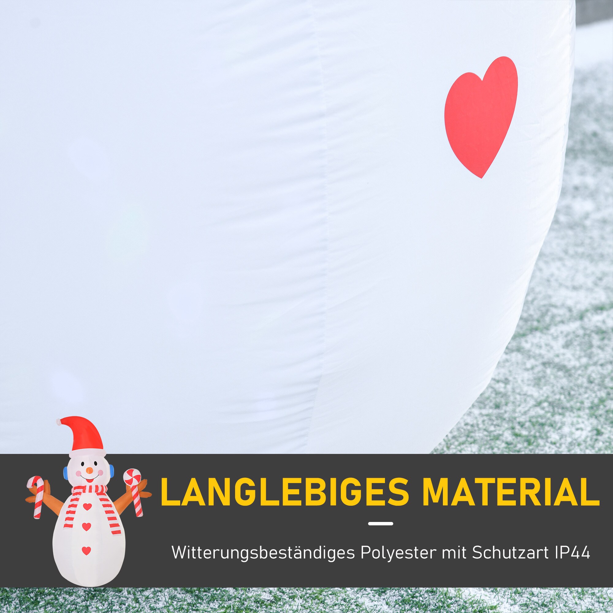 HOMCOM Weihnachtsdeko Weihnachtliche Dekoration, LED-Lichter, Automatisches Aufblasen Weiß, Rot 180 x 100 x 240 cm (BxTxH)