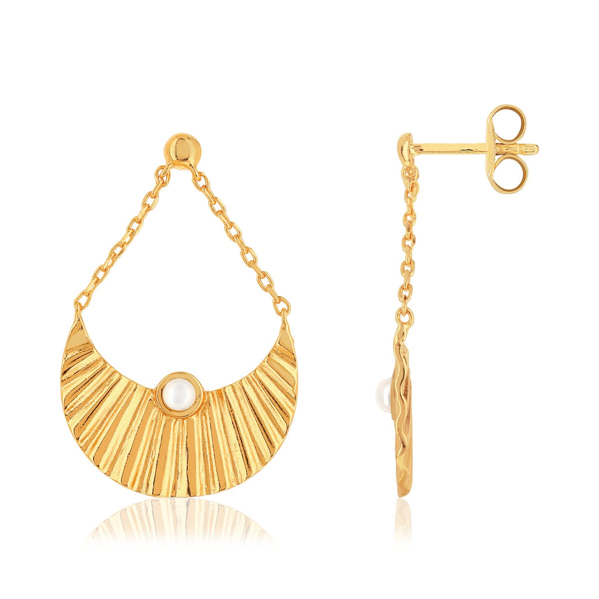 Boucles d'oreilles dorées nacre d'imitation