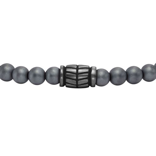 Fossil Hematite Beaded Armbånd, Gunmetal, 25 cm