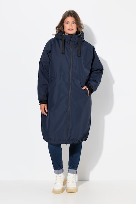 Funktionsjacke, oversized, Teddyfutter, Kapuze, 2-Wege-Zipper