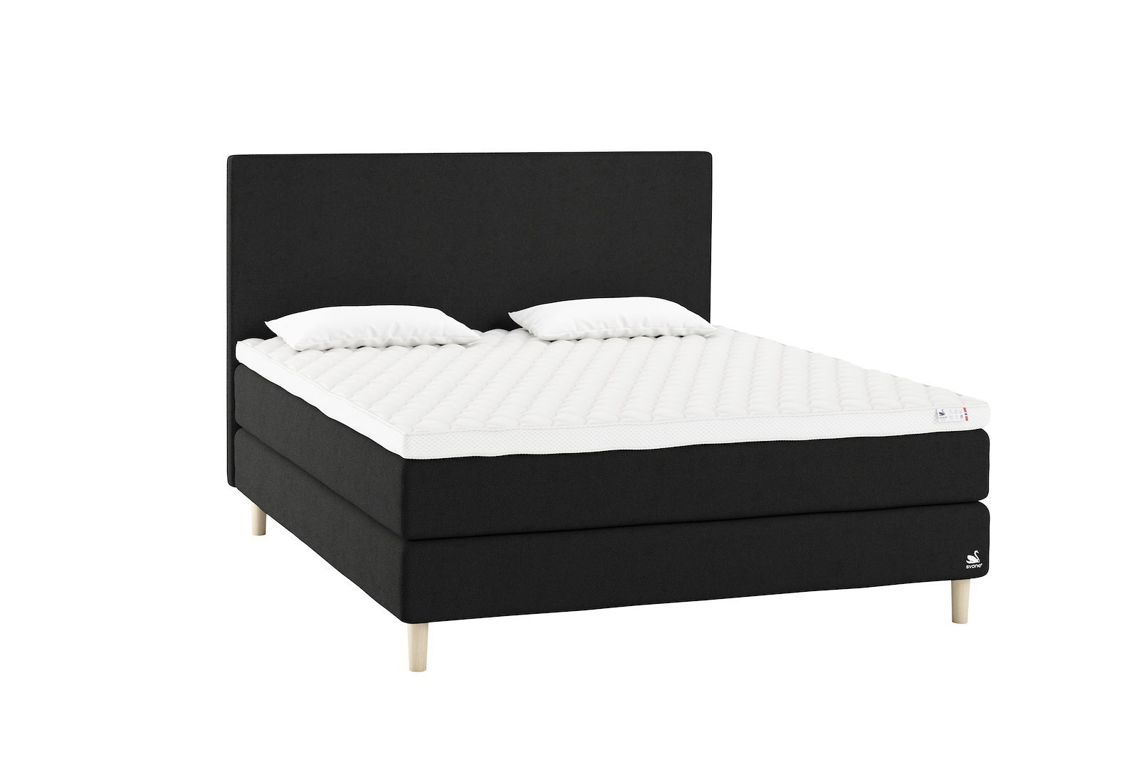 Zeta kontinentalseng Tekstil Dream Graphite, Earth LatexGel® overmadrass og Pinleg Leg 14cm oak
