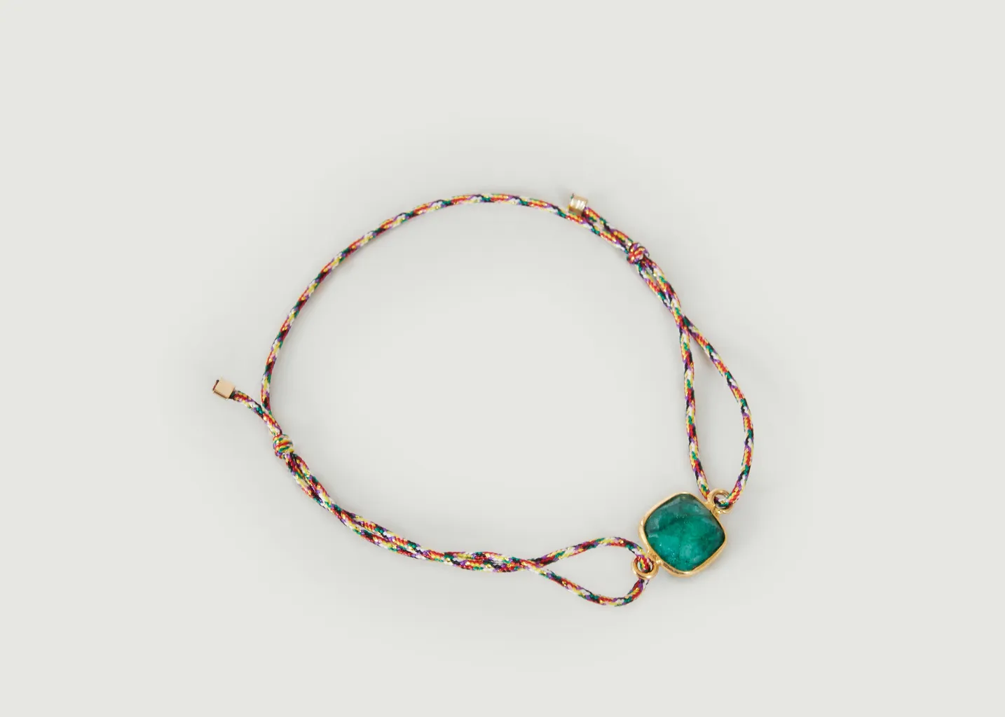 Bracelet en tissu avec émeraude Ipa Wildstone Paris