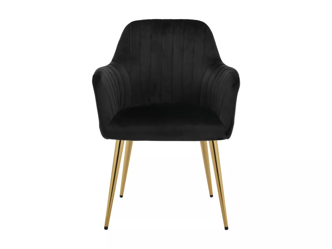 Lot de 2 chaises avec accoudoirs en velours et métal doré - Noir - ELEANA