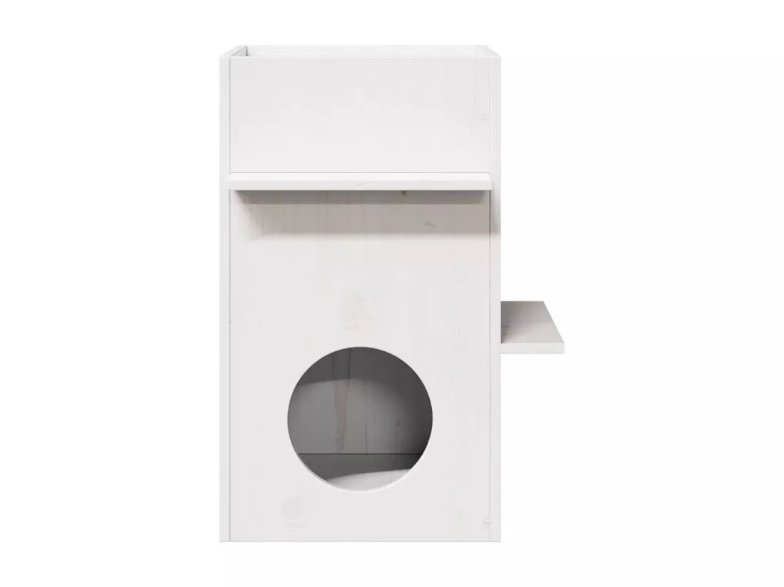 Maison pour chat blanc 43x43x60 cm bois de pin massif