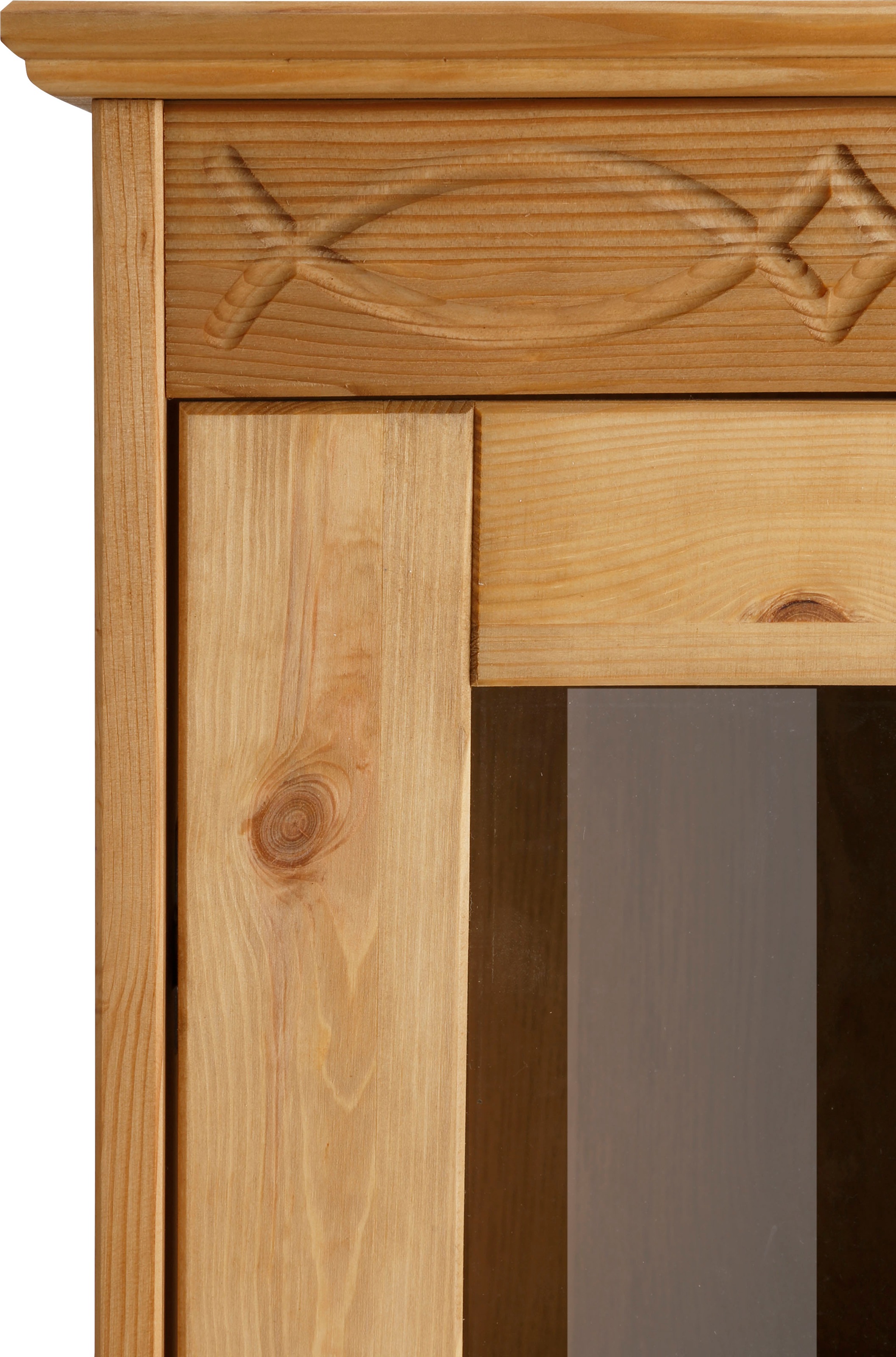 Home affaire Vitrine »Indra« aus massiver Kiefer, FSC®, Höhe 145 cm, dezentes Ornament