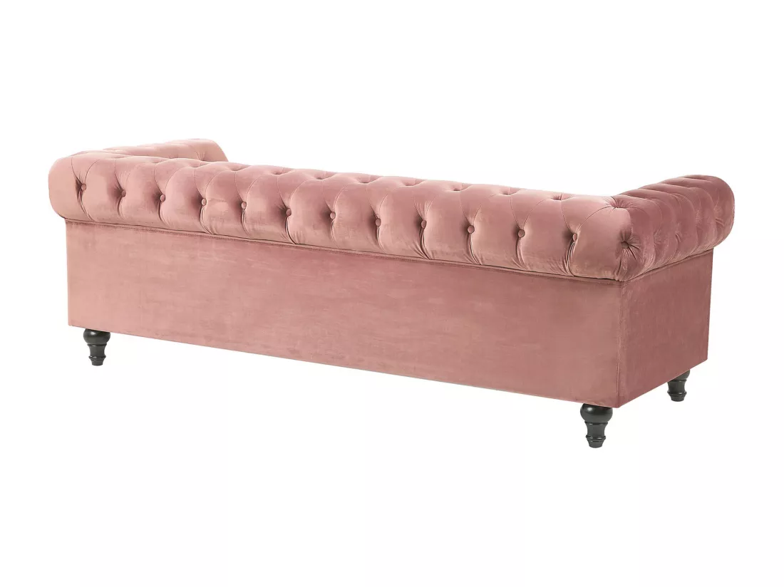 Canapé 3 places en velours rose CHESTERFIELD