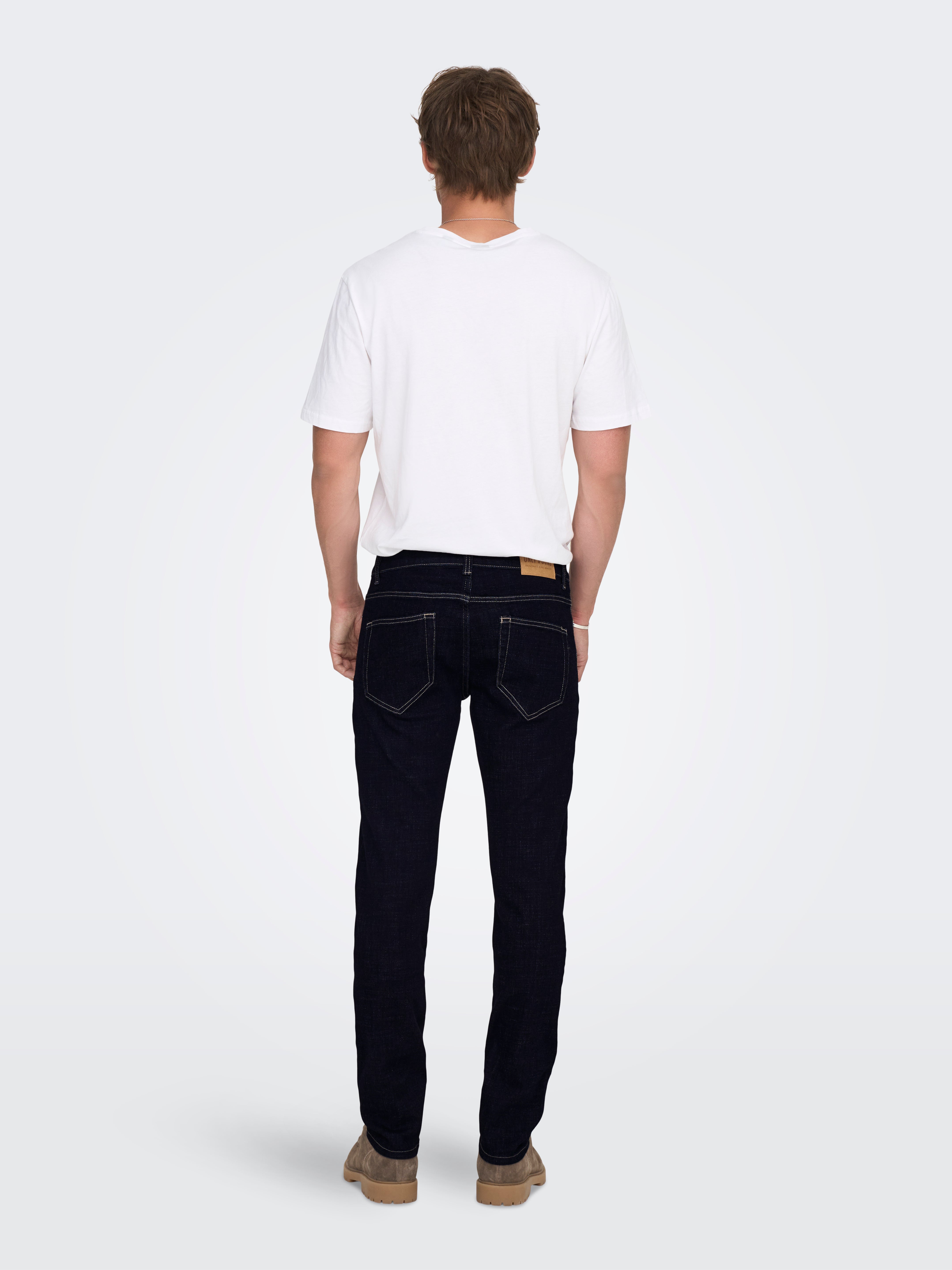 ONSWEFT Niedrige Taille Slim Fit Jeans Dark Blue Denim