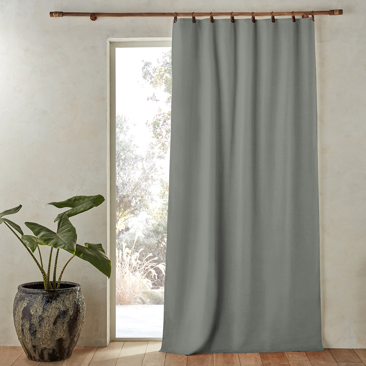 AM.PM<br>Cortina blackout de linho lavado com argolas, Privada