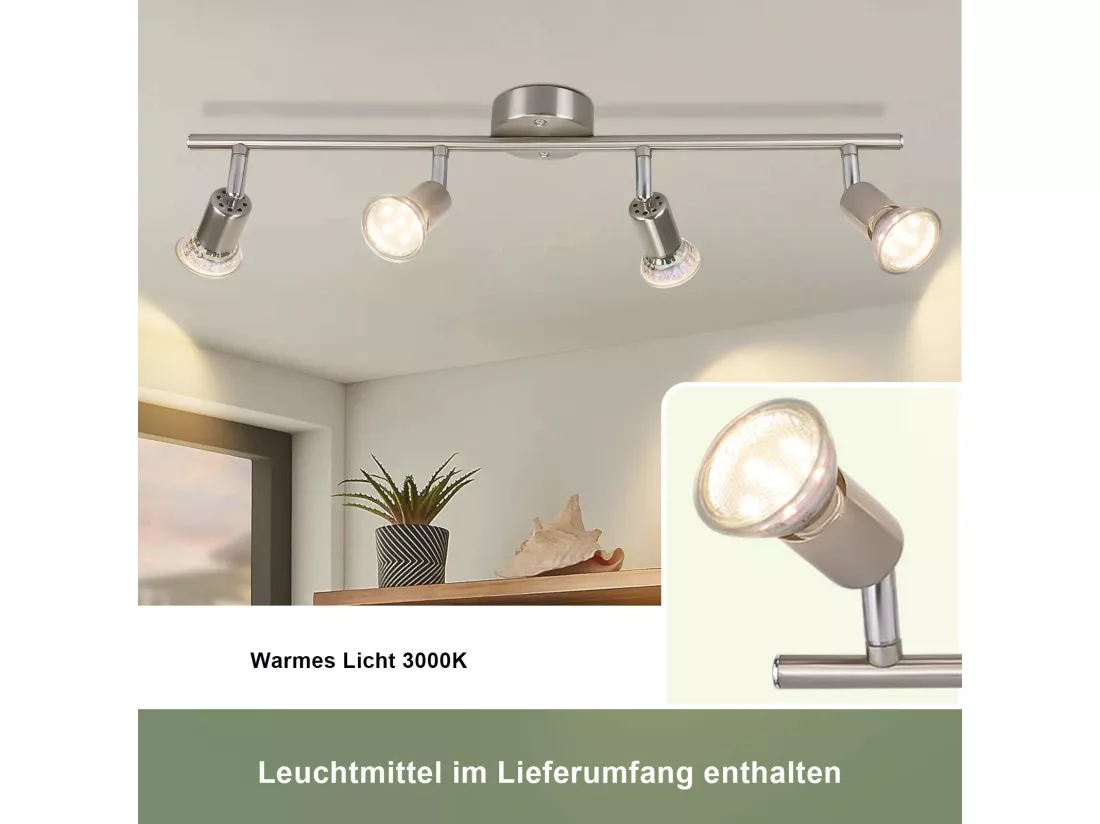 NETTLIFE Spot de plafond LED orientable GU10 4 flamme spots de plafond salon industriel orientable