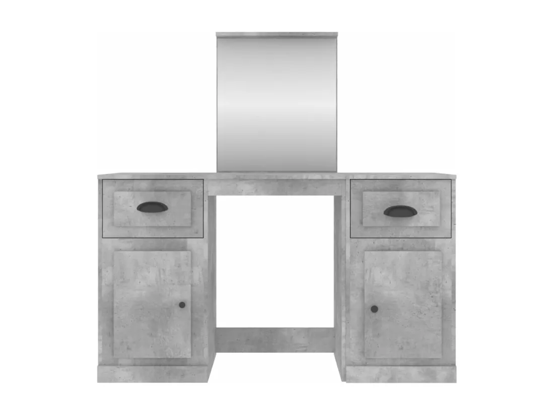 Coiffeuse avec miroir gris béton 130x50x132,5 cm