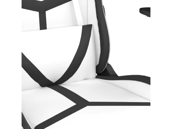 Chaise de jeu de massage avec repose-pied Blanc&Noir Similicuir