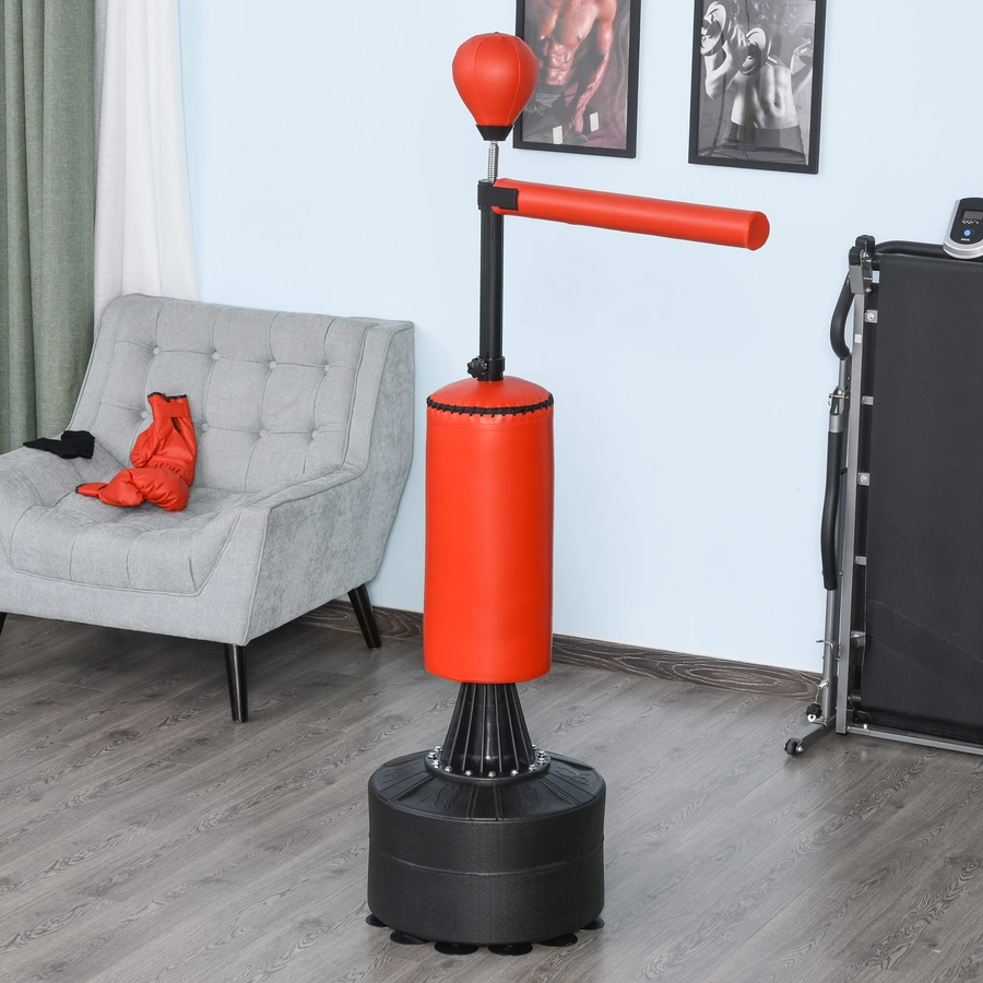 HOMCOM Boxtrainingsgerät mit drehbaren Arm schwarz, rot
