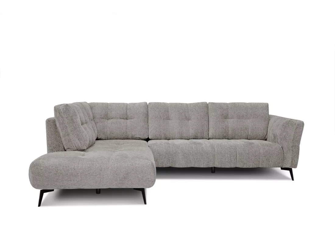 Canapé d'angle gauche 5 places tissu beige foncé