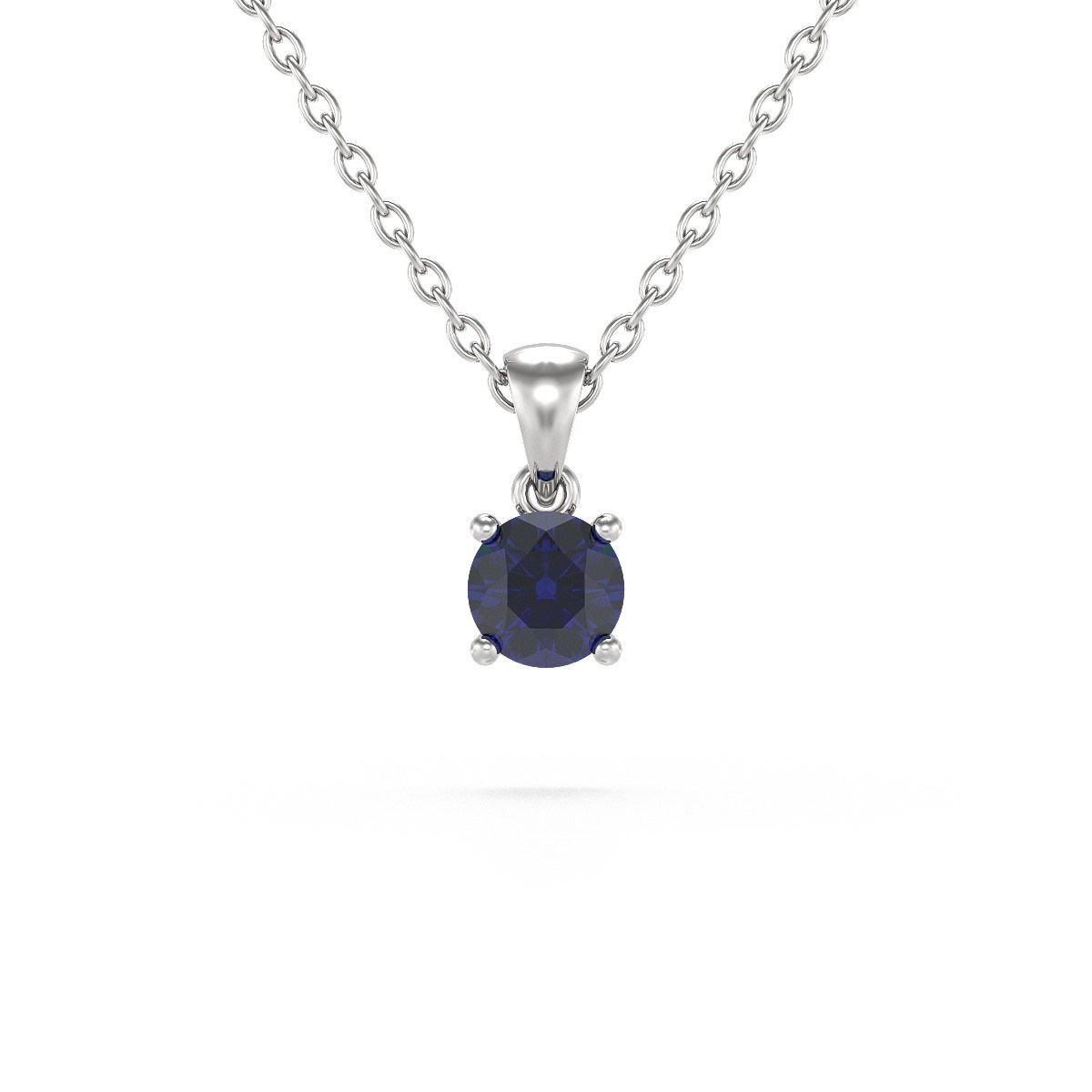 Collier Pendentif Or Blanc 585 Saphir - Bijou de Luxe | Aden