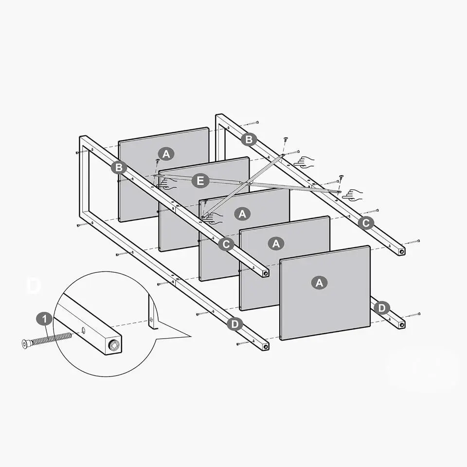 Parya Home Opbergrek met stalen frame, voor woonkamer