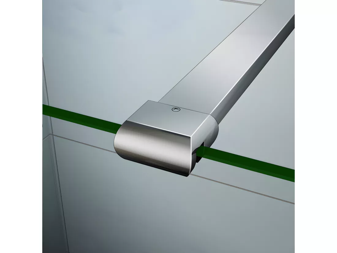 Paroi de douche à l'italienne 40+30x200cm avec retour pivotant - Verre 8mm trempé - Avec barre de fixation 140cm recoupable