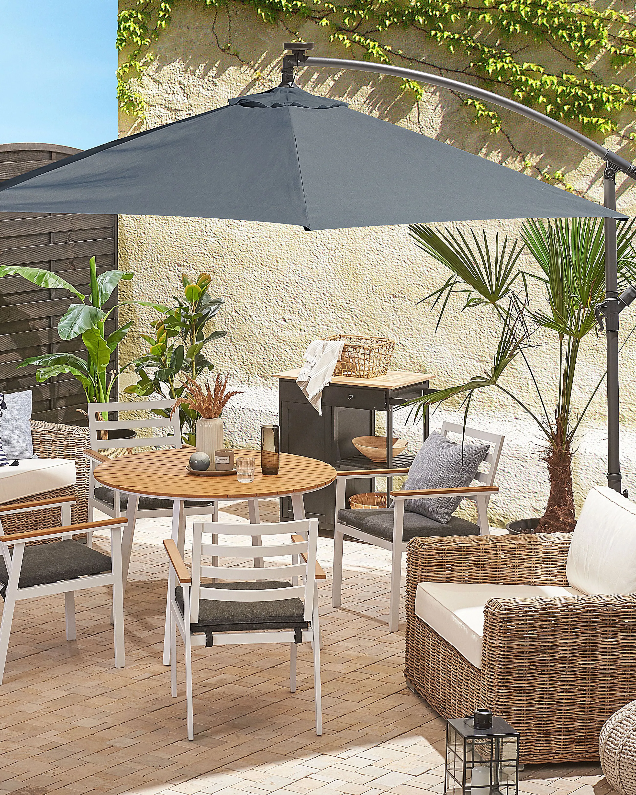 Zweefparasol LED 285 cm CORVAL Grafietgrijs