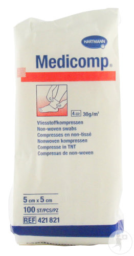 Hartmann Medicomp Compresses En Non-Tissé Non Stériles 4 Plis 5x5cm Pièces 100 (4218217)
