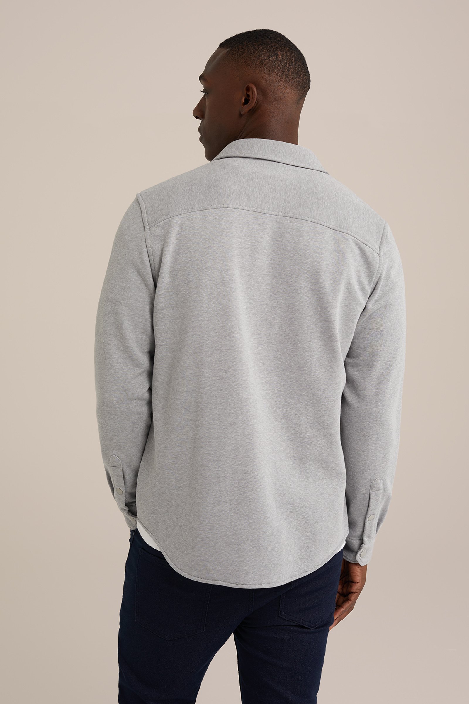 gebreid smart overshirt van katoenmix Fundamentals Grijs