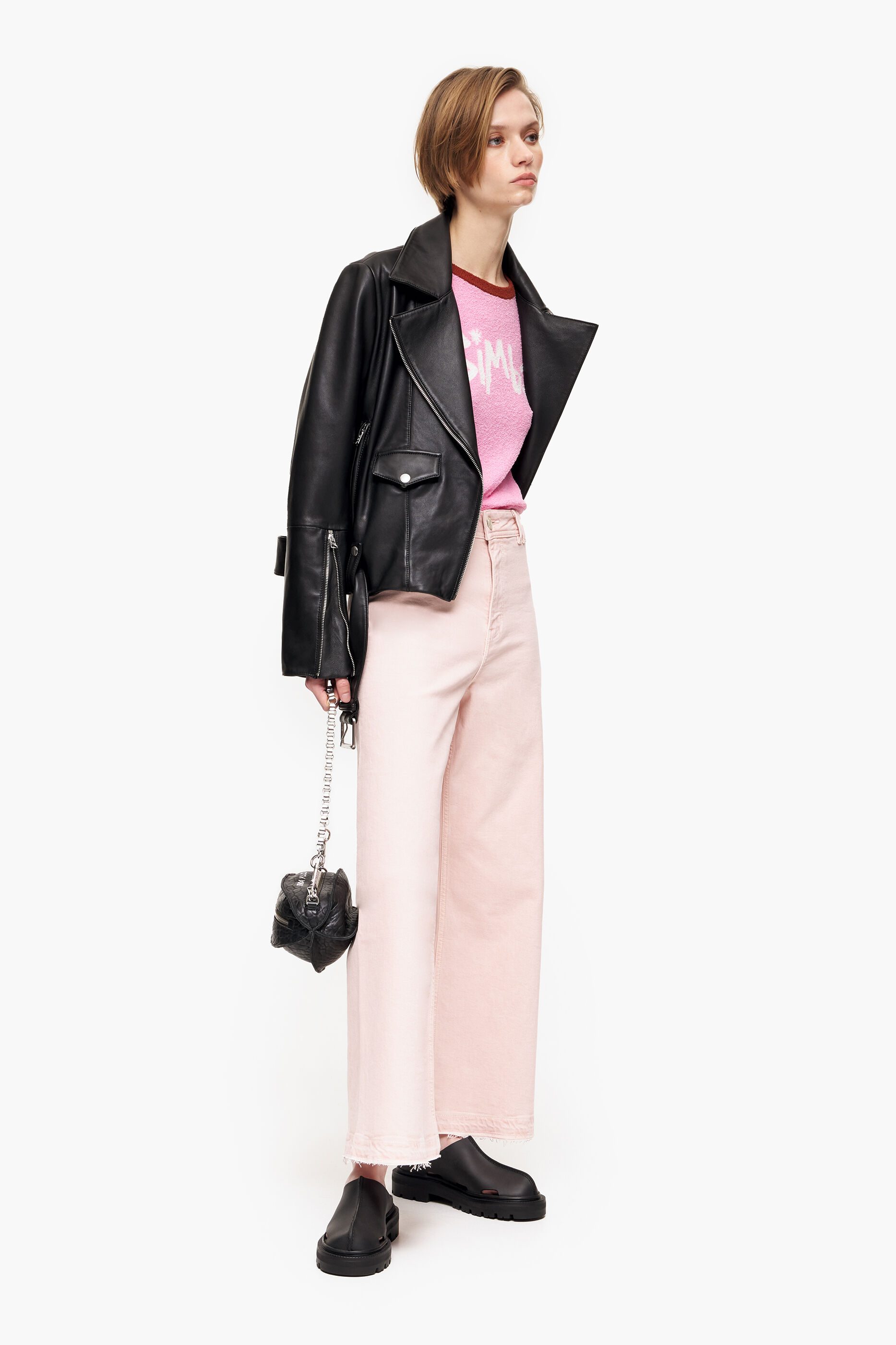 CULOTTE - Calça jeans rosa de cintura alta