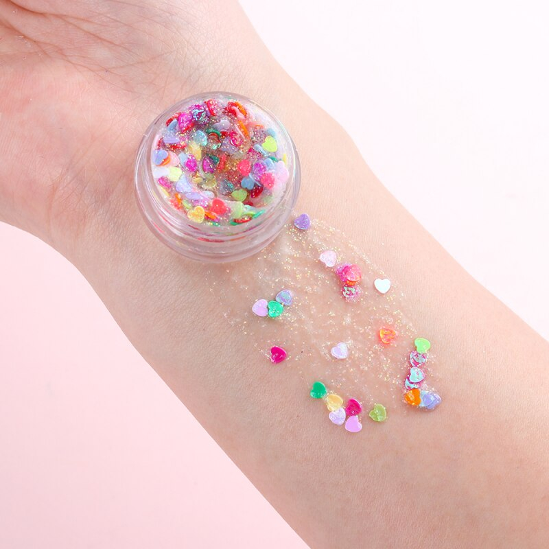 (6er Set) Holographisches Festival Gesichts- und Körper Glitzer Selbstklebende Glitter Gel Lidschatten - Style 1