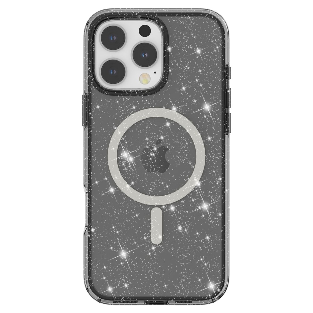 iPhone 16 Pro MagSafe Hybrid Hardcase Schutzhülle im Glitzer Design - Schwarz / Transparent