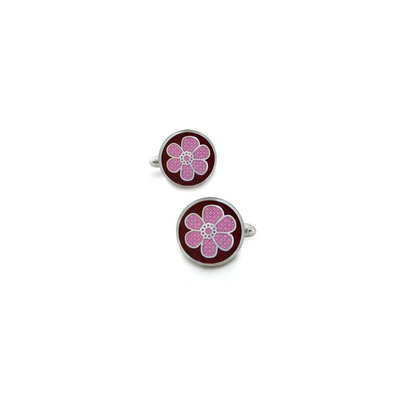 Boutons de manchette, Florence rose. Emaillé