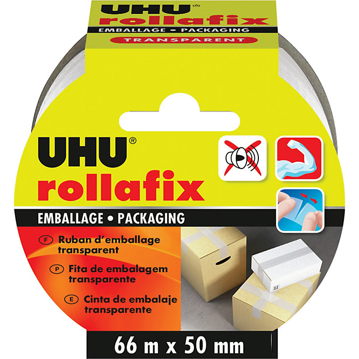Ruban adhésif d'emballage Rollafix transparent 66 x 50 mm