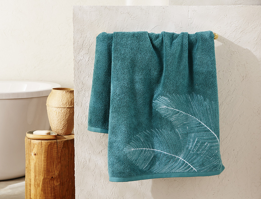 Drap de bain brodé-Écrin nature
