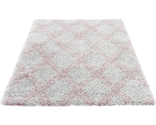 Etnisch tapijt, ruitpatroon, roze/grijs, 160x230 cm